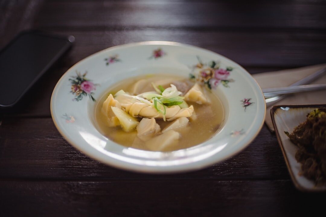 Traditional Czech svickova with dumplings on a plate