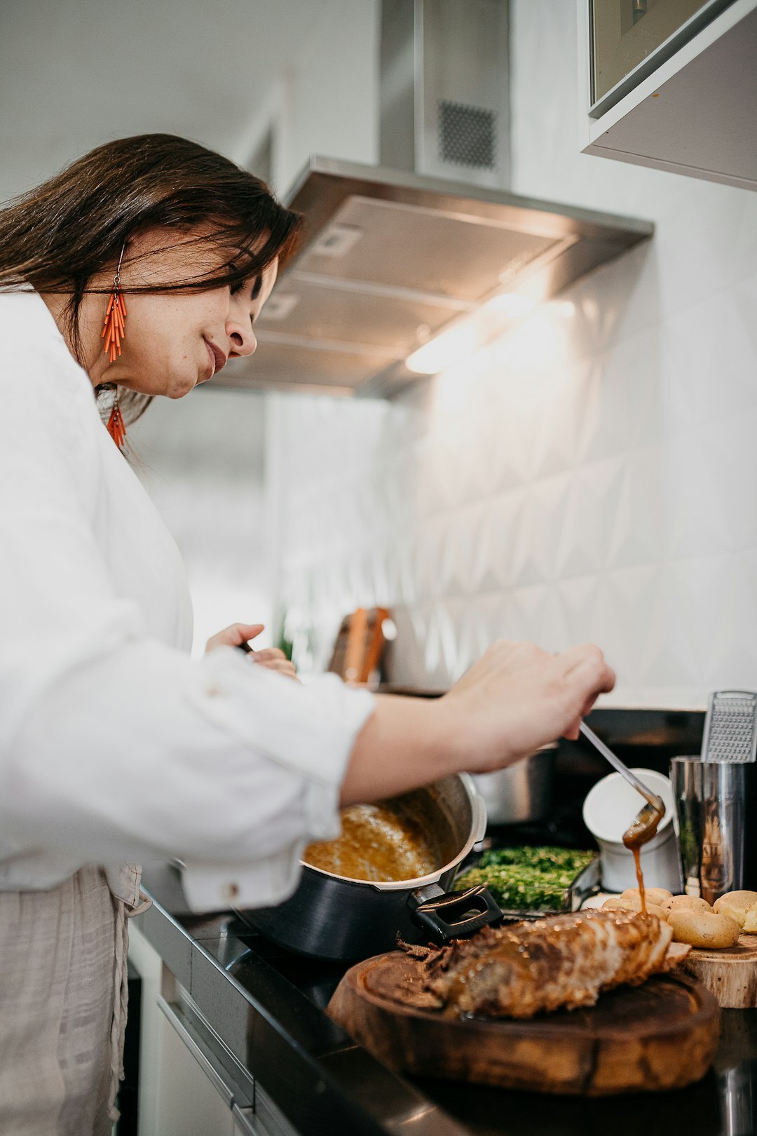 busy person cooking quick meal