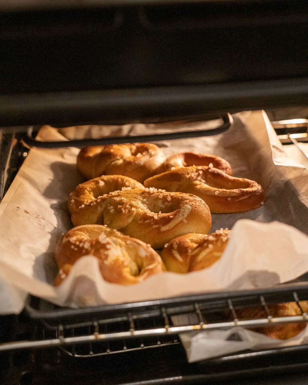Fresh bread and pastries taken out of the oven
