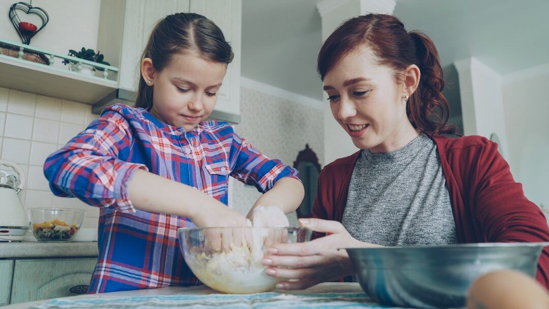 kids helping in kitchen